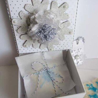 ~ altered gift box and chocolate snowflakes ~