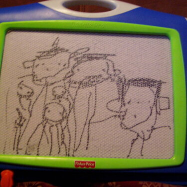 Bretts Drawining of His Parents &amp;amp; twin baby Brothers, himself &amp;amp; the