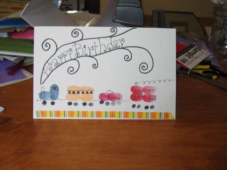 Fingerprint Train Birthday Card