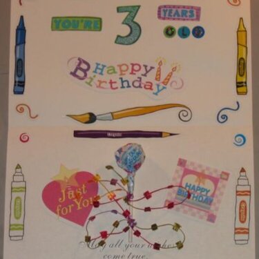 Kain 3rd Birthday card inside