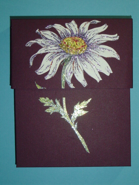 Card box with stickled cut out daisy