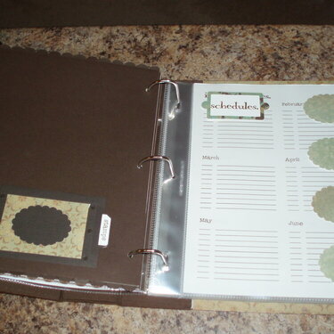 schedule page protector and stamps pocket - household organizer