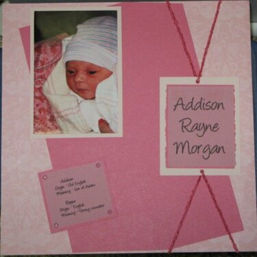 Addison&#039;s first page for baby album