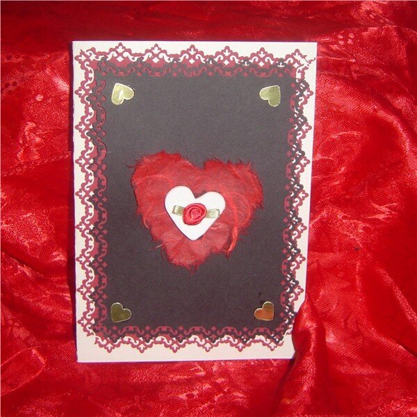 Valentine Mulberry &amp; ribbon rose card