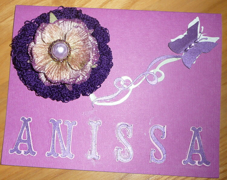 Anissa&#039;s crocheted flower &amp; rose with butterfly card