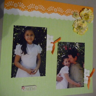Lizet with her daddy wearing her baptism dress