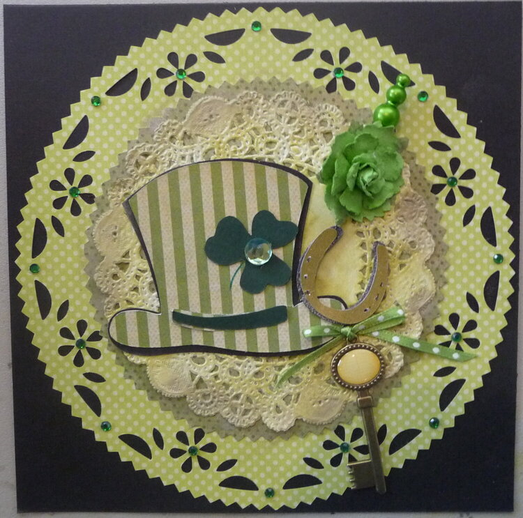 St. Patrick&#039;s Day card with hat pin key flower