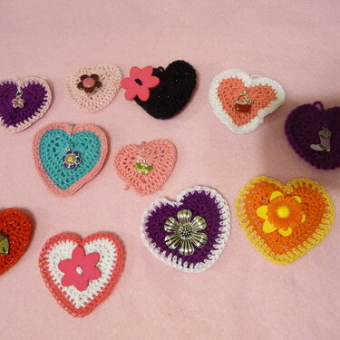 hearts with little girl charms crocheted