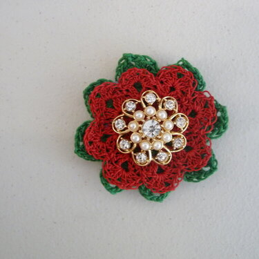 Christmas brooch crocheted flowers