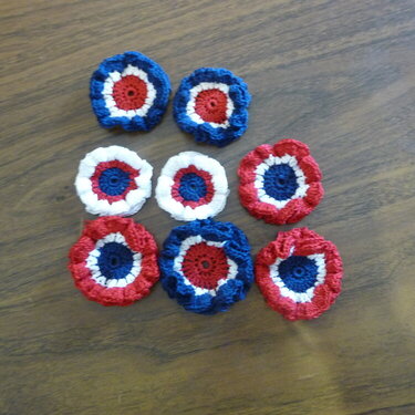 Red White and Blue crochet flowers