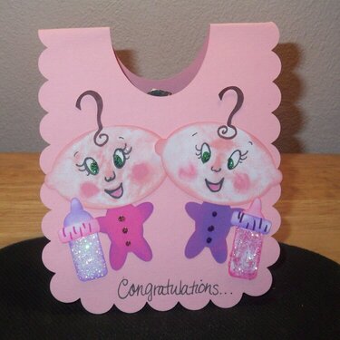 Baby Bib Card for twin girls!