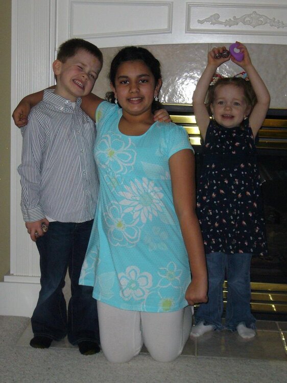 Wyatt, Sophia, and Amelia at Easter brunch