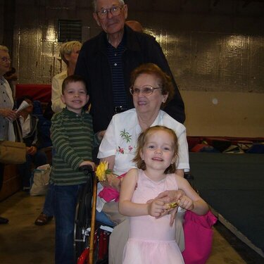 The kids with Grandpa and Grandma Great