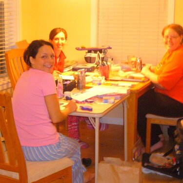 Janet, Missy, and I scrapbooking until the wee hours of the morning