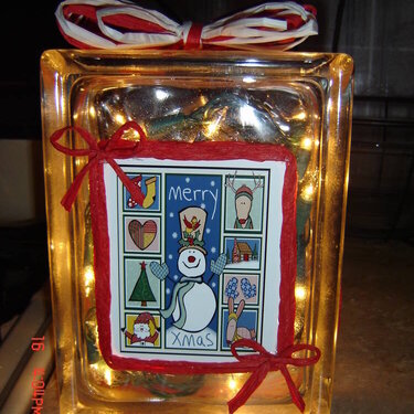 MERRY X-MAS SNOW MAN CHRISTMAS BLOCK/LIGHT I MADE FOR GIFTS THIS YEAR