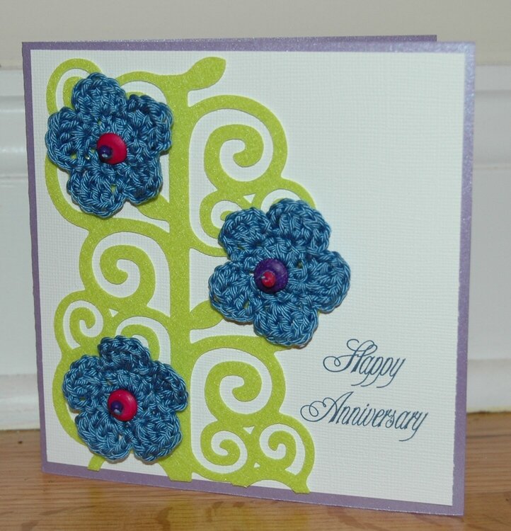 Crocheted flowers card