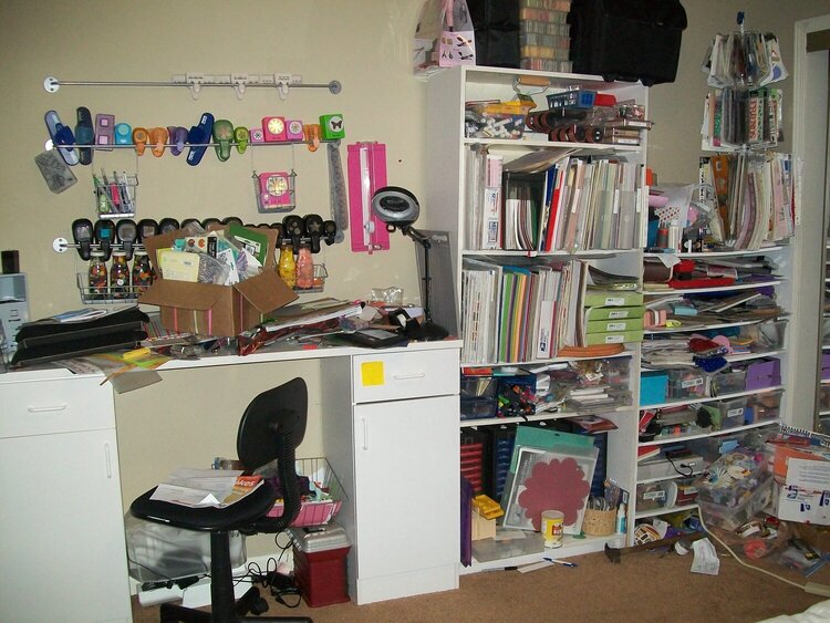 My messy, disorganized scrap space