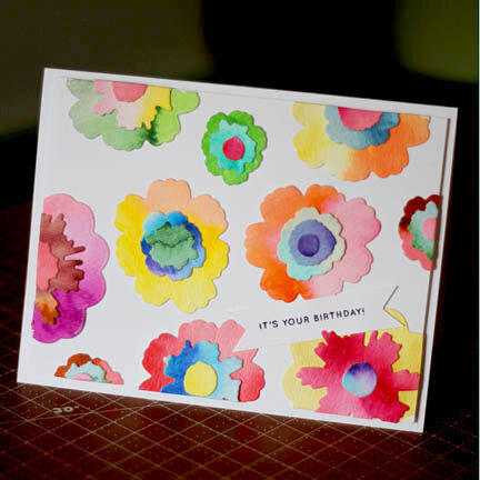 &quot;tie dye&quot; floral birthday card