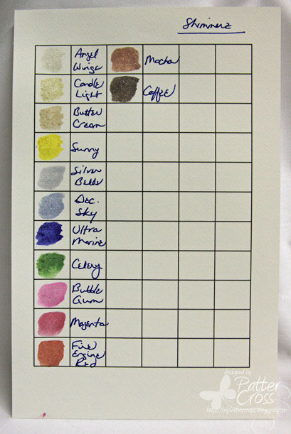 Shimmerz Paint Swatch Sheet