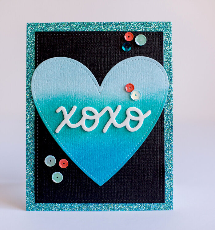 XOXO Distress Ink Heart Card