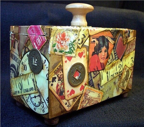 ~Altered Wooden Tea Box &amp; Slide Mount Mini Album~