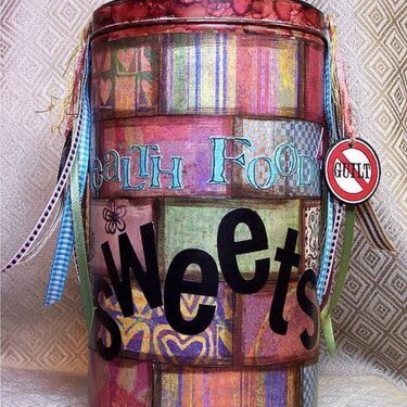 ~Altered (Embellished) Cookie Tin-- Basic Grey--for SWEETS!~