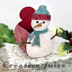 Snowman Die vintage treat holder