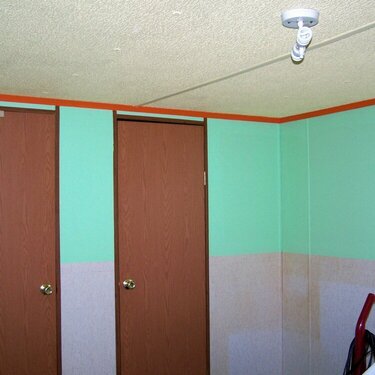Green primer on the wall