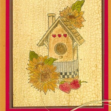 Bird House with Sun Flowers