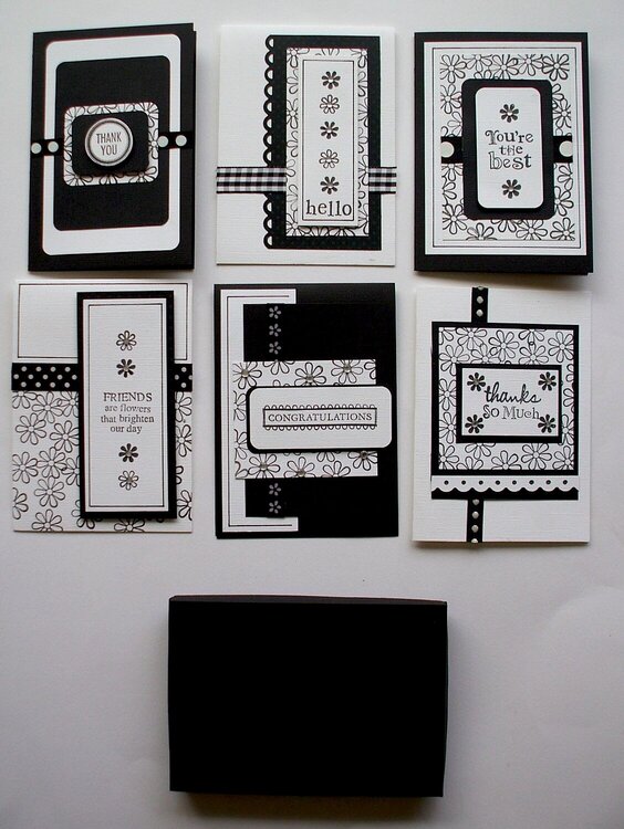 Assorted Black and White Cards and Gift Box