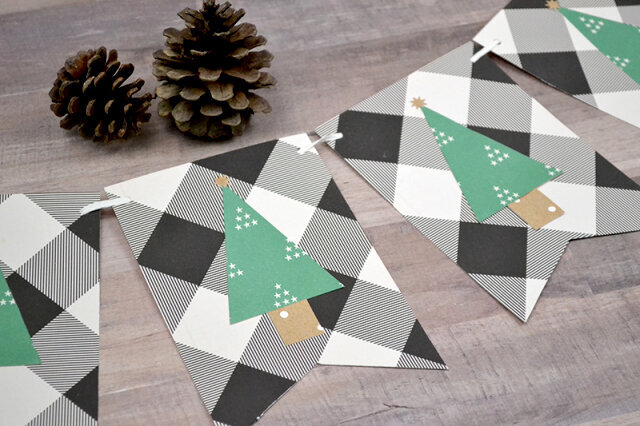 Geometric Christmas Tree Banner with We R Punch Boards