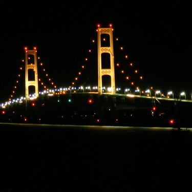 The Mackinac Bridge at night