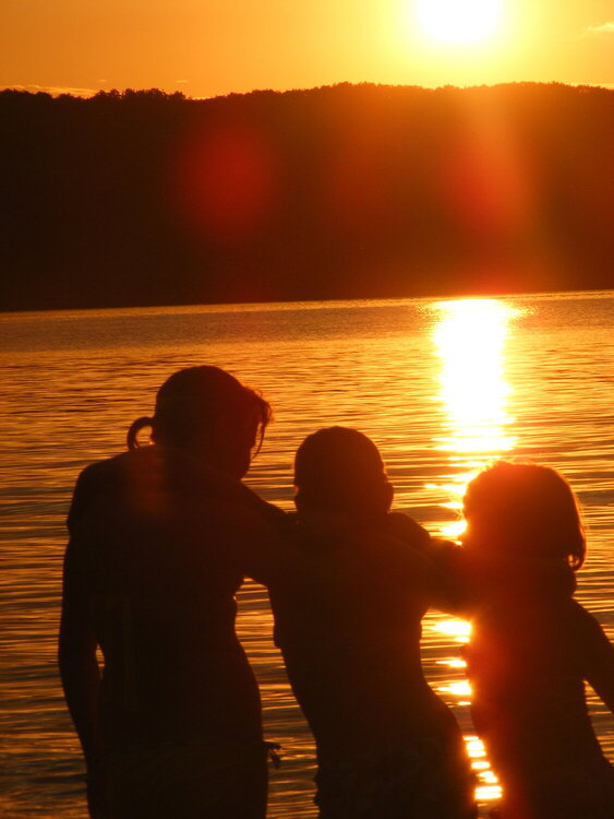 3 girls at Ostego Lake