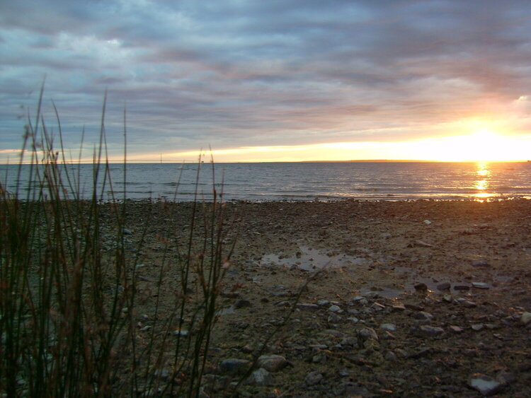 Sunset, west shore, B.B. Island