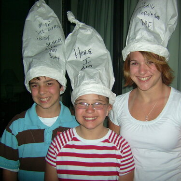 The kids proudly displaying their hats from Dick&#039;s