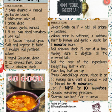 Instant Pot Spanish Bean Soup Recipe Card