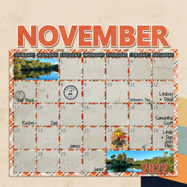 November 2022 Calendar page