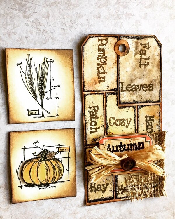 Autumn tag with mini cards