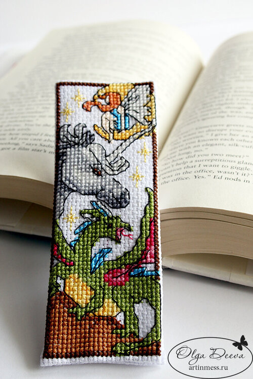 Fantasy cross-stitching bookmark