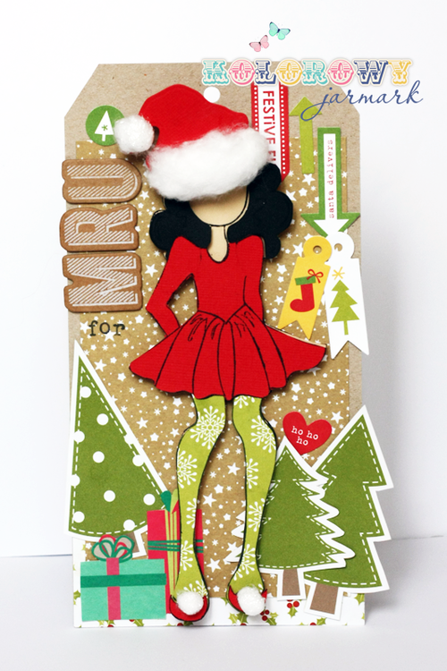 Christmas tag with Julie Nutting doll by mru