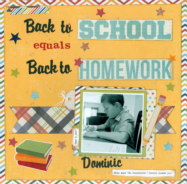 Back to School equals back to homework...grandson Dominic