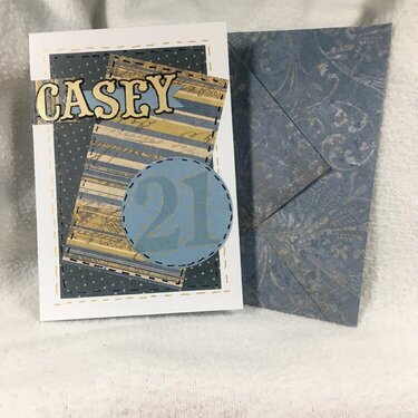 Casey's 21st b-day card front w/envelope (1/52)