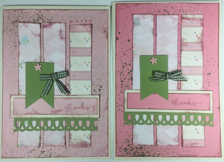 Pink and green &quot;thanks&quot; cards