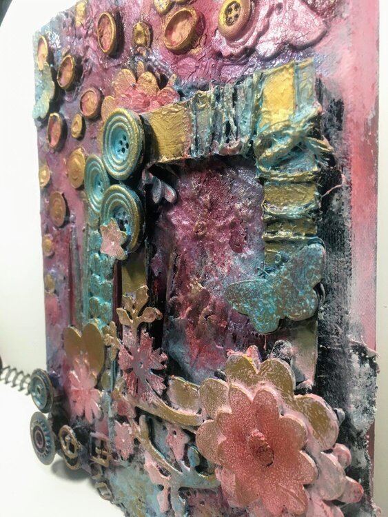 Mixed Media Canvas in Pink detail 2