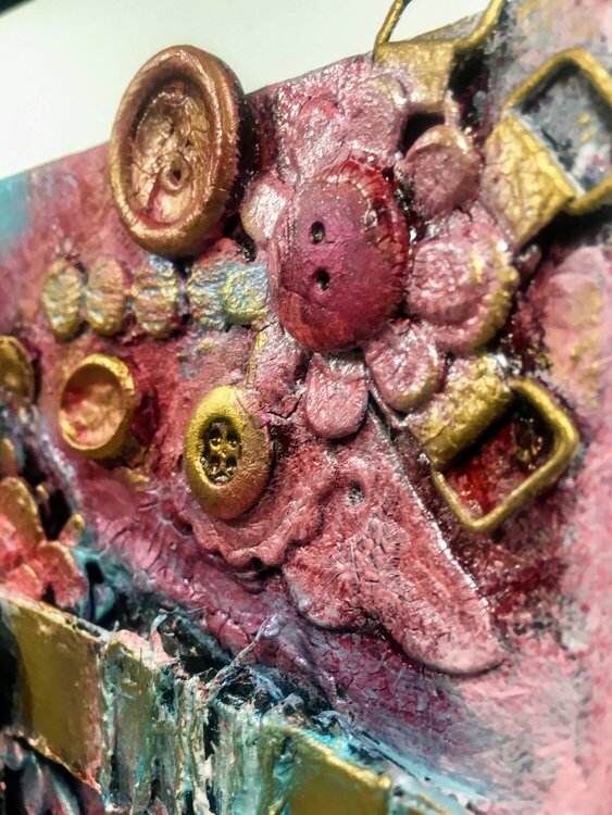 Mixed Media Canvas in Pink detail 4