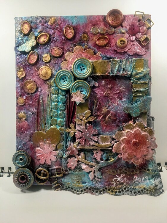 Mixed Media Canvas in Pink