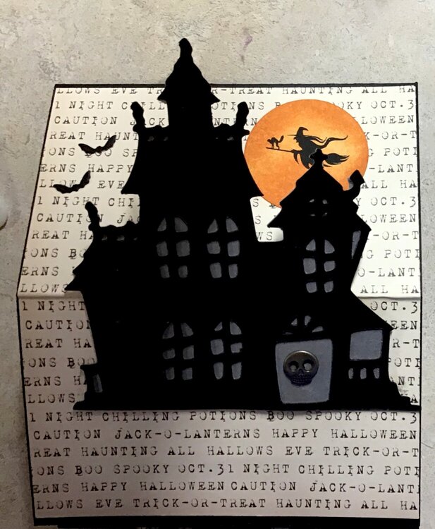 Halloween card front of triple easel card