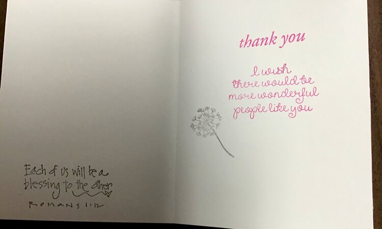 Inside of thank you card