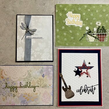 Birthday cards for a July and a anniversary card