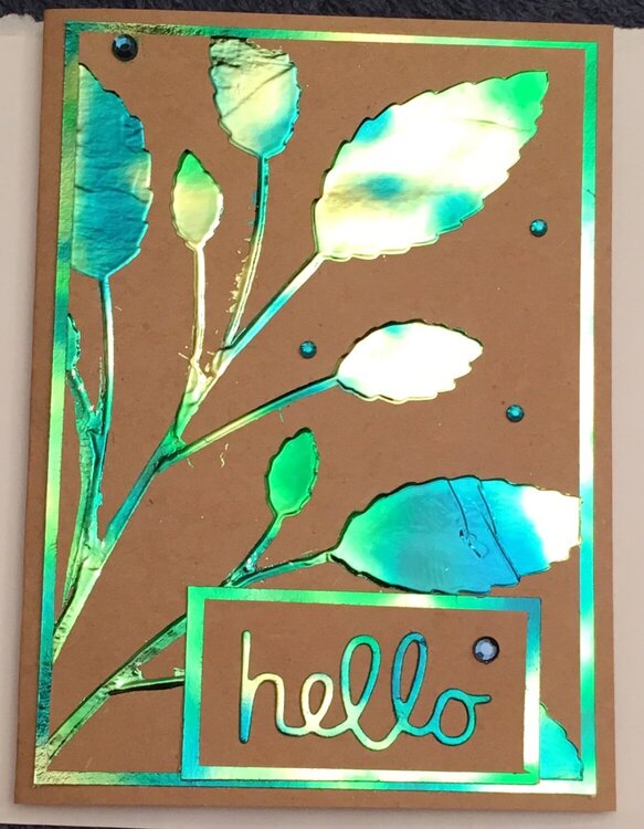 Leaf card with water color foil
